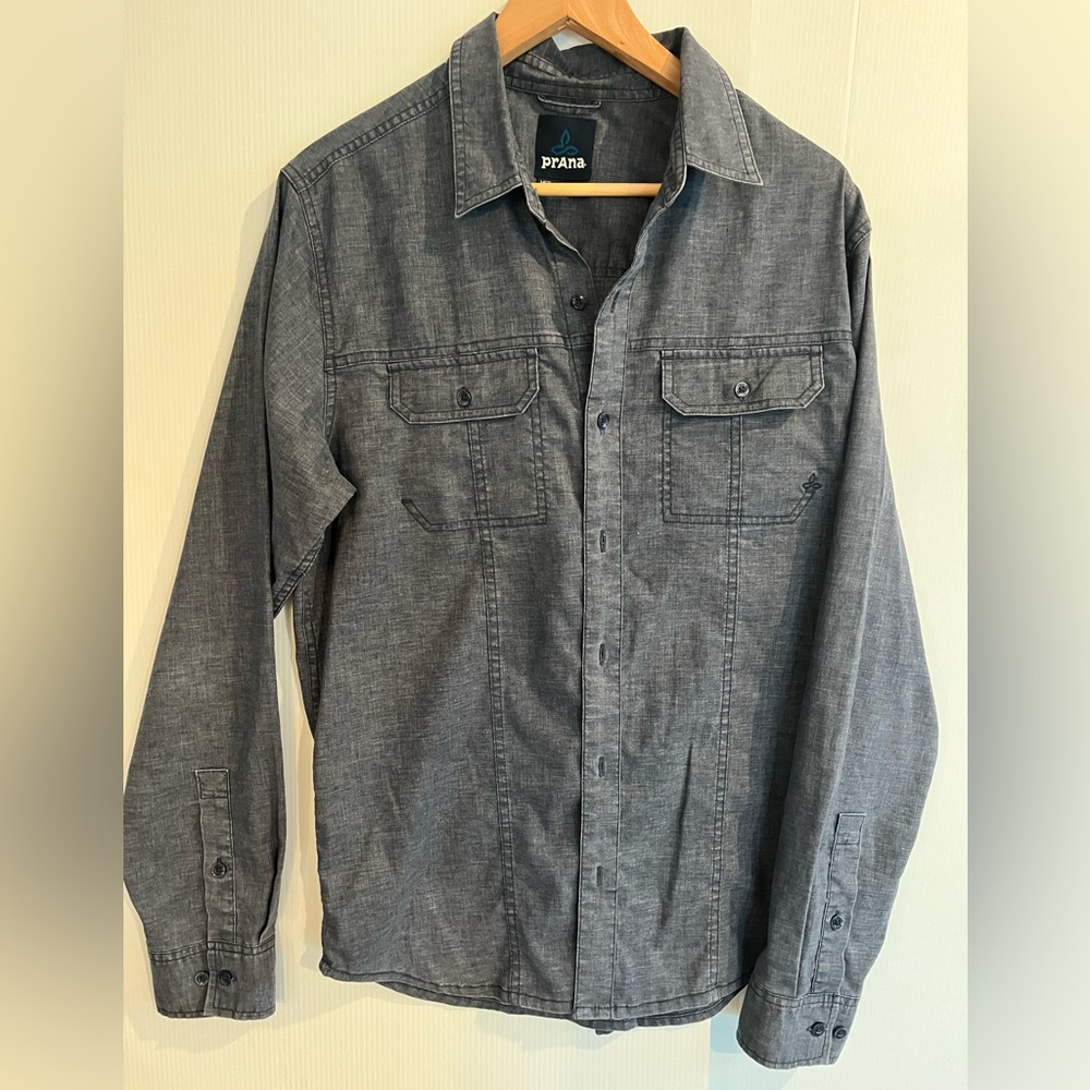 PRANA blue chambray denim shirt